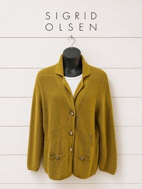 SIGRID OLSEN STUDIO Chartreuse Knit Cardigan – 2X